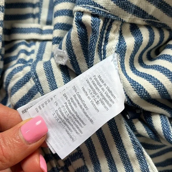 Madewell Blue/White Striped Wide Leg Cropped Pants - Picture 5 of 7